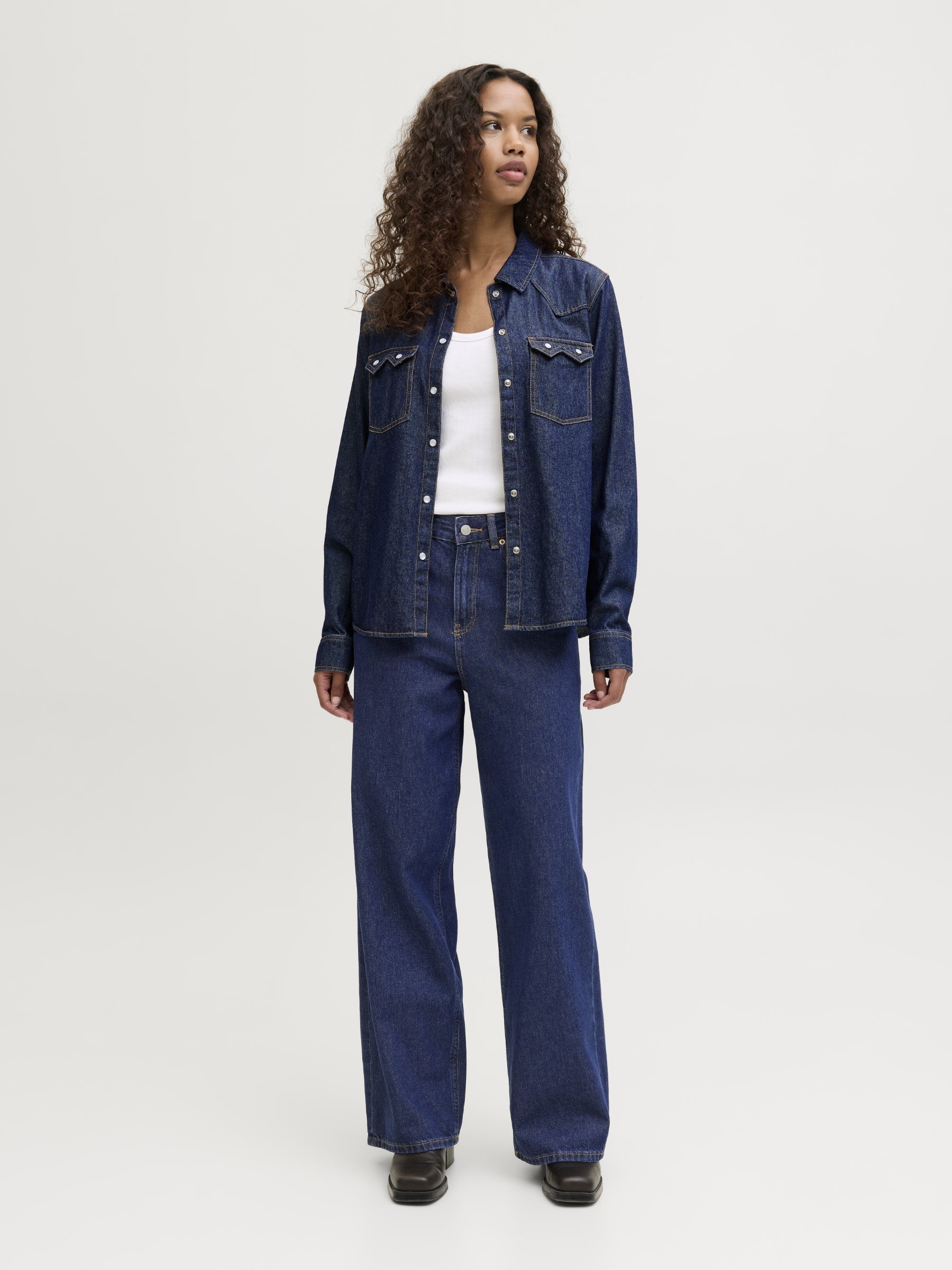 JJXX JXTOKYO WIDE FIT DENIM - Wide Leg - dark blue denim/blu scuro