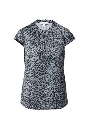 Kortärmige blouse in grijs met zwart luipaardprint. Heeft een geraffineerde halslijn en een zachte, lichte stof. Regular fit ontwerp.