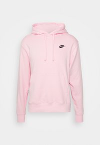 Ljusrosa Nike huvtröja med frampocket, dragsko i huvan och svart logga på bröstet. Slät yta och standardpassform.