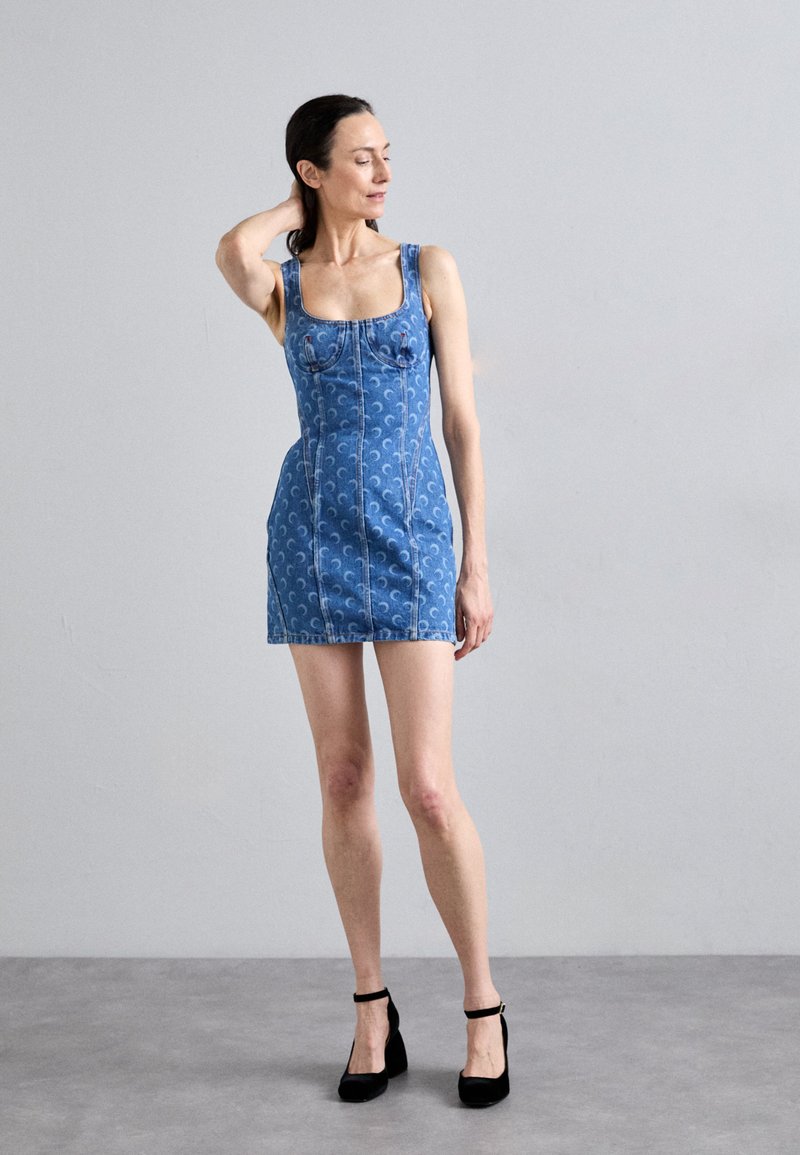 MARINE SERRE MOON LASER MINI DRESS - Denim dress - light blue/blue denim -  Zalando