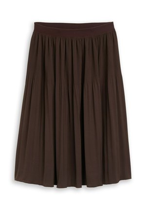 TOM TAILOR, PLISSEE ROCK MIT ELASTISCHEM BUND - Jupe trapèze - java dark brown