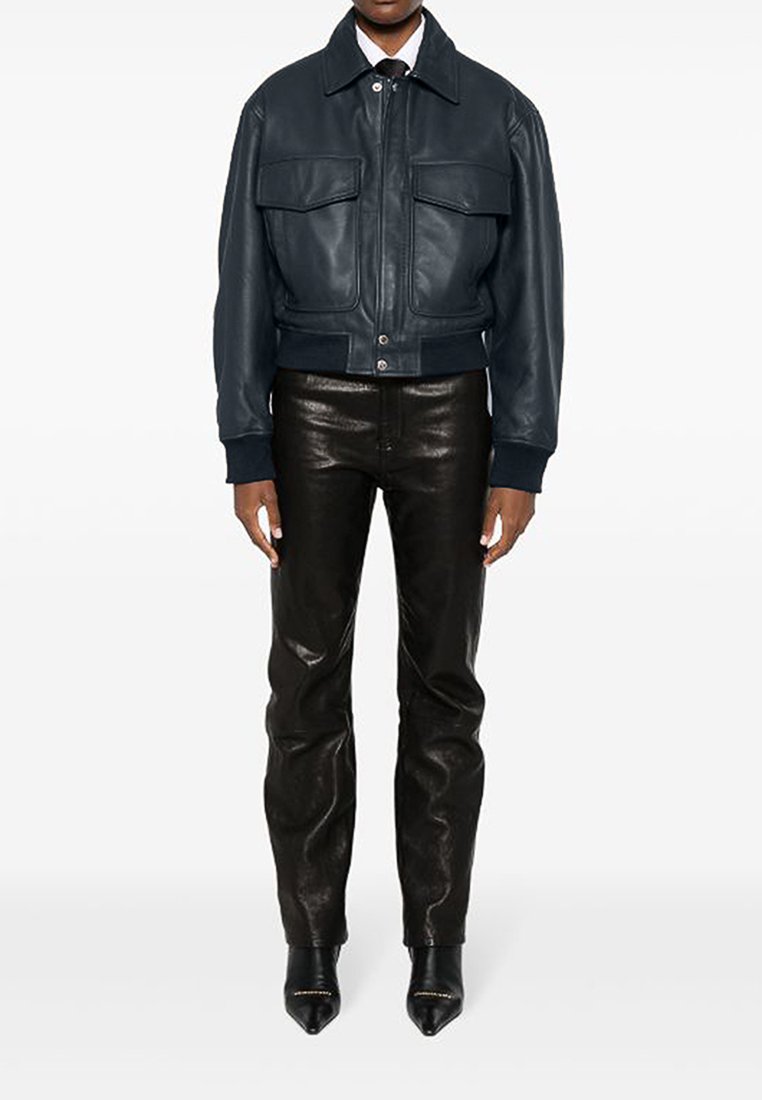 Each x Other Leren jas donkerblauw