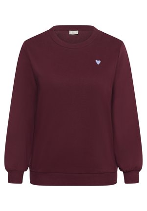 Bordoopunane pikkade varrukatega dressipluus soonikkoes mansettide ja äärega, millel vasakul rinnal väike heleroheline süda.