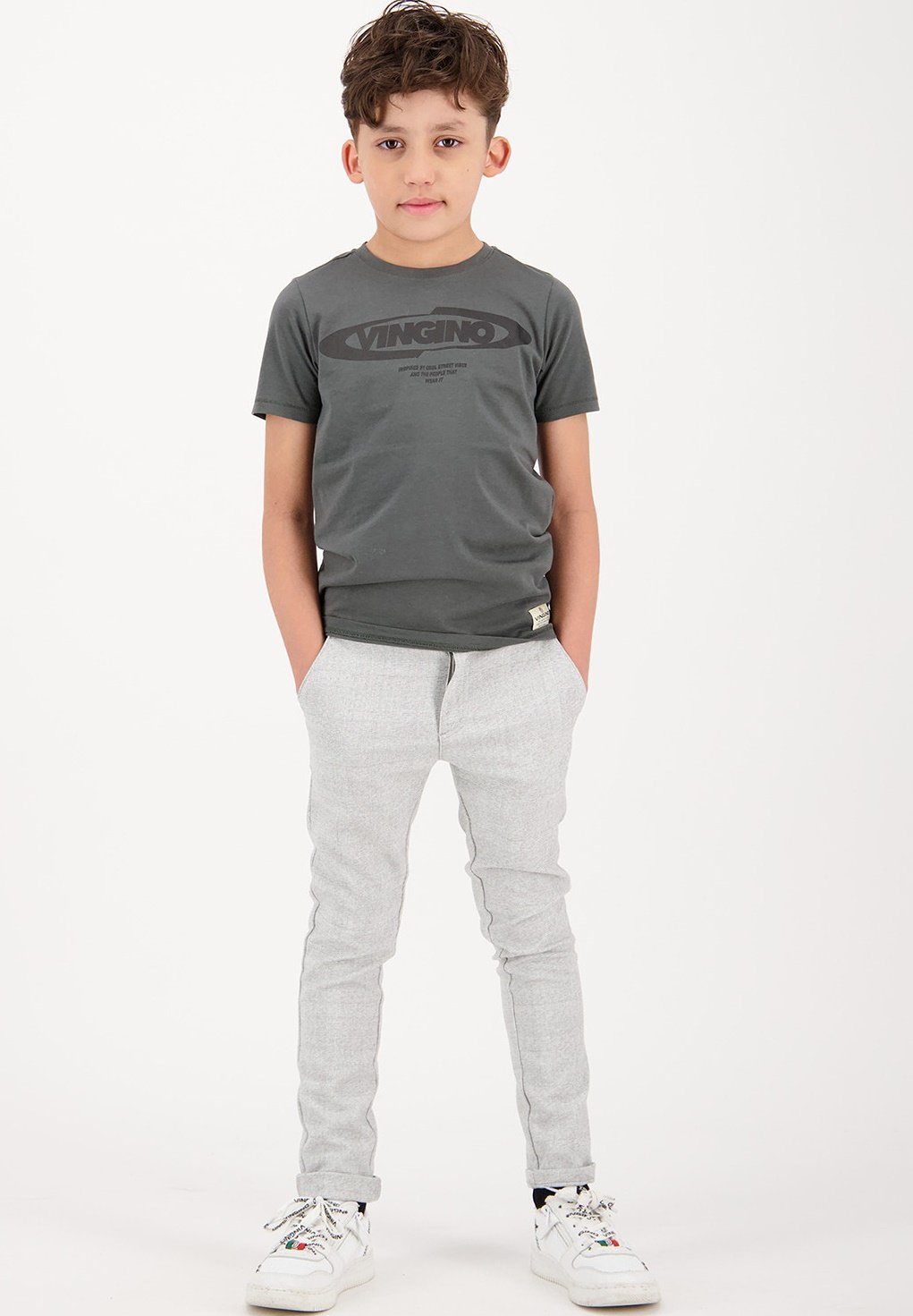 Vingino SAHO - Chino - grey mele/lichtgrijs gemêleerd - Zalando.nl