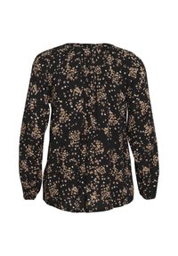 Sort langærmet bluse med blomsterprint i pink og hvid. Har en samlet ryg og blødt, tekstureret stof. Casual pasform.