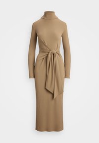 TIE FRONT TURTLENECK DRESS - Vestido direito - classic camel
