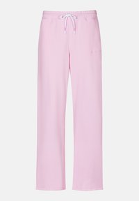 Lichtroze sweatpants van zacht materiaal met een relaxte pasvorm, voorzien van een elastische tailleband en trekkoord voor verstelbaar comfort.