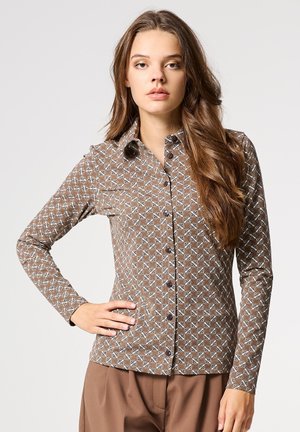 ALONE TONIGHT - WITH PRINT - Hemdbluse - camel