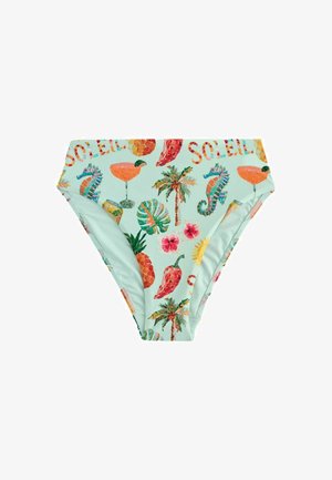 Next, REGULAR FIT - HIGH WAIST HIGH LEG BIKINI BOTTOMS . - Bikiinide alumine osa - mint green mosaic conversational