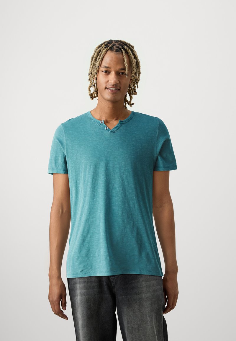Jack & Jones ESPLIT NECK NOOS - Osnovna majica kratkih rukava - deep teal