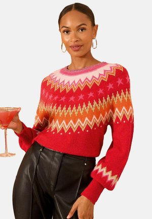 PETITE - PATTERN CREW NECK   - Jumper - red lurex fairisle