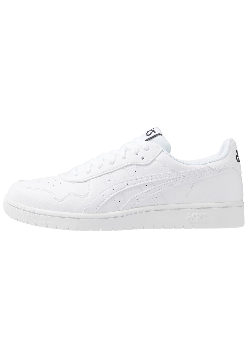 Hvite lær sneakers med glatt finish, perforerte detaljer og en teksturert mellomsåle. Har en logo på tungen og sidestreker.