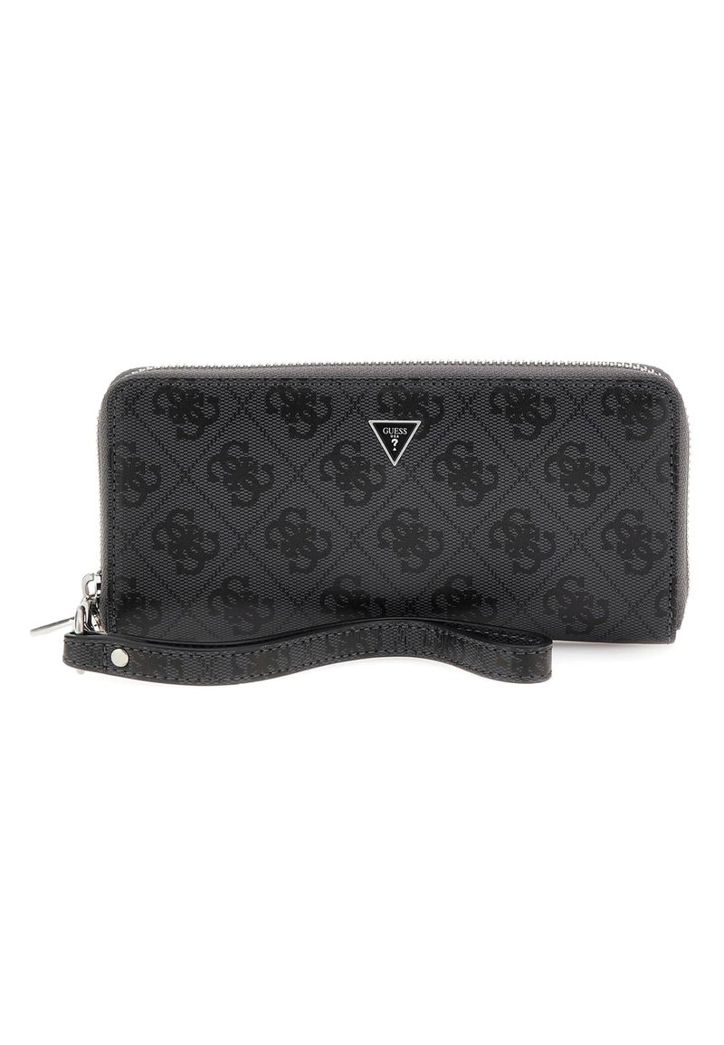 Portafoglio GUESS Valla Zip Around In Nero – Chiusura A Cerniera, 3 Scomparti Carte, Anti-RFID, In Poliestere Riciclato, Compatto 11x9,5 Cm
