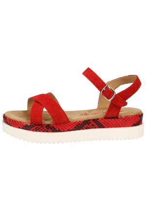 S.OLIVER SANDALEN - Plateausandalette - red/snake 507