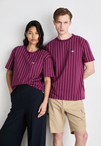 Tommy Jeans VERTICAL STRIPE TEE UNISEX - Print T-shirt - valley grape