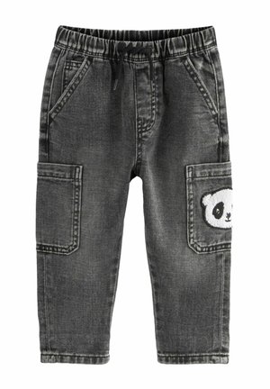 UTILITY - Tiesaus kirpimo džinsai - black denim with panda