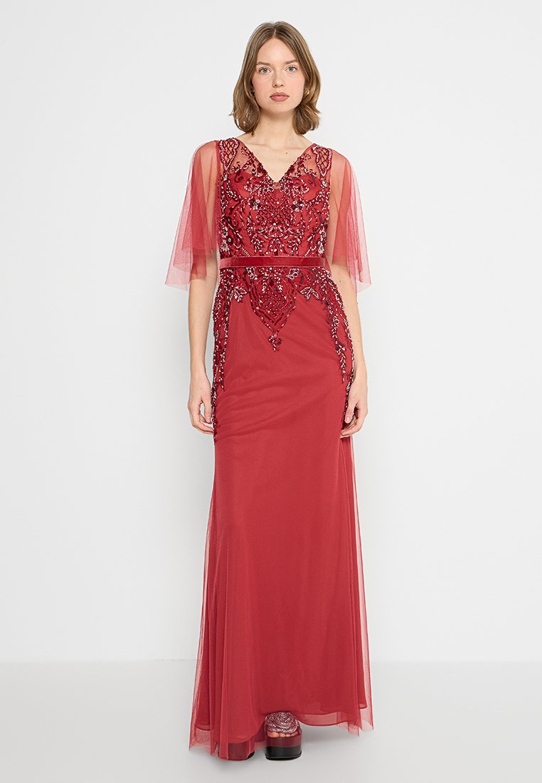 Pronovias Vestido de fiesta rojo oscuro