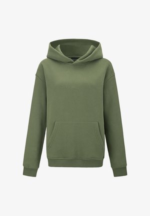 Žalias džemperis su gobtuvu, pagamintas iš minkštos medžiagos, turi kangaroo tipo kišenę, reguliuojamą raišteliu gobtuvą bei ribotas rankogalius ir apačią. Paprastas, laisvos formos dizainas.