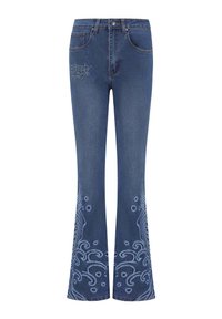 Ed Hardy WOMENS JUMPING KOI DENIM FLARED Jeans bootcut indigo