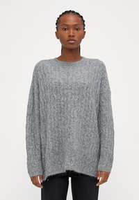 Vero Moda Petite VMELYA O NECK LONG - Pulóver - medium grey melange