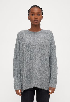 Vero Moda Petite VMELYA O NECK LONG - Džemper - medium grey melange