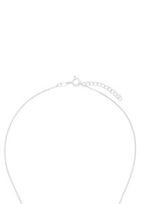 Silverfärgad kedja med en enkel lodbjällslås, med en delikat och tunn länkdesign och justerbar längd med extra länkar.