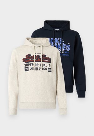 JJELOGO HOOD 2 PACK - Kapuzenpullover - white melange/navy blazer