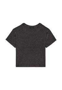 Κοντομάνικο, ανθρακί γκρι μπλουζάκι σε μαλακό βαμβακερό μείγμα, με στρογγυλή λαιμόκοψη και άνετη εφαρμογή με ίσιο στρίφωμα και ελάχιστες ραφές.