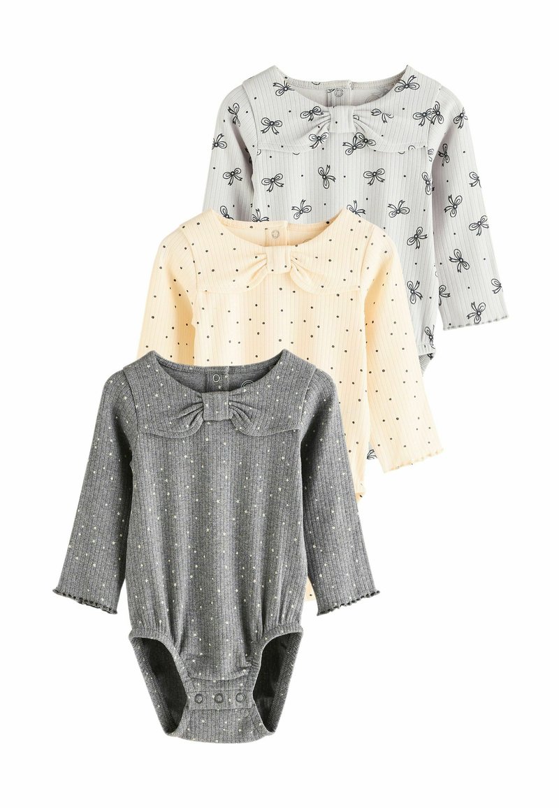 Next 3 PACK - REGULAR FIT - Glaustinukė - grey bow neckline