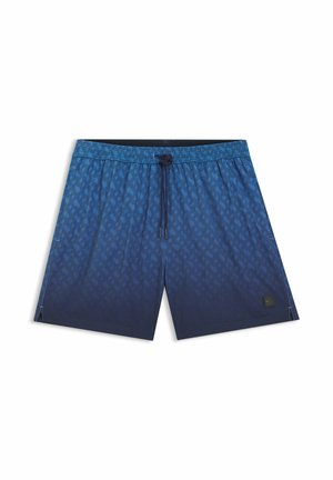 Laivastonsiniset uima-shortsit, joissa liukuvärjätty kuvio, nyörivahvistettu vyötärö, hillitty logopatchi ja kevyt, nopeasti kuivuva kangas.