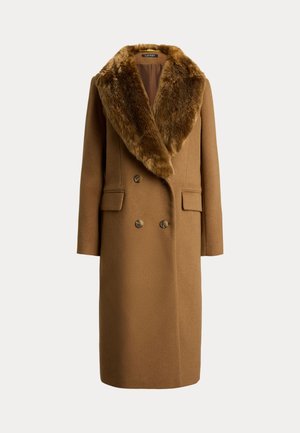 Lauren Ralph Lauren, FAUX-FUR-TRIM DOUBLE-BREASTED COAT - Класическо палто - new vicuna
