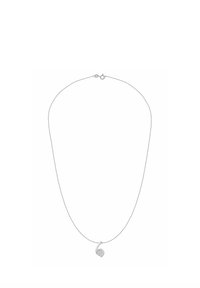 Hõbedast kaelakee, millel on siledast kett ja spiraalkujuline ripats, mis on kaunistatud läbipaistvate kristallidega ning millel on minimalistlik disain.