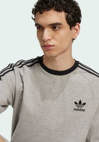 adidas Originals STRIPES - Camiseta de manga larga - medium grey heather   black