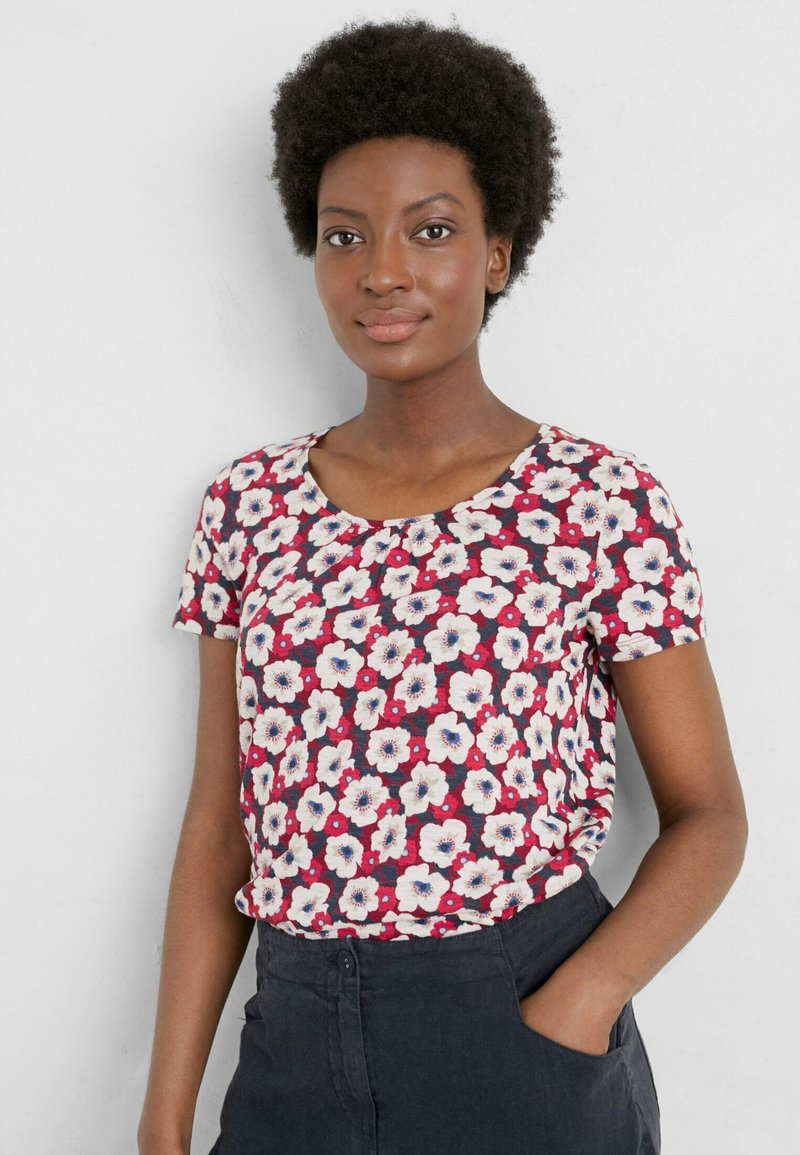 Seasalt Cornwall SIREN SONG Tshirt imprimé poppy field jam/rouge