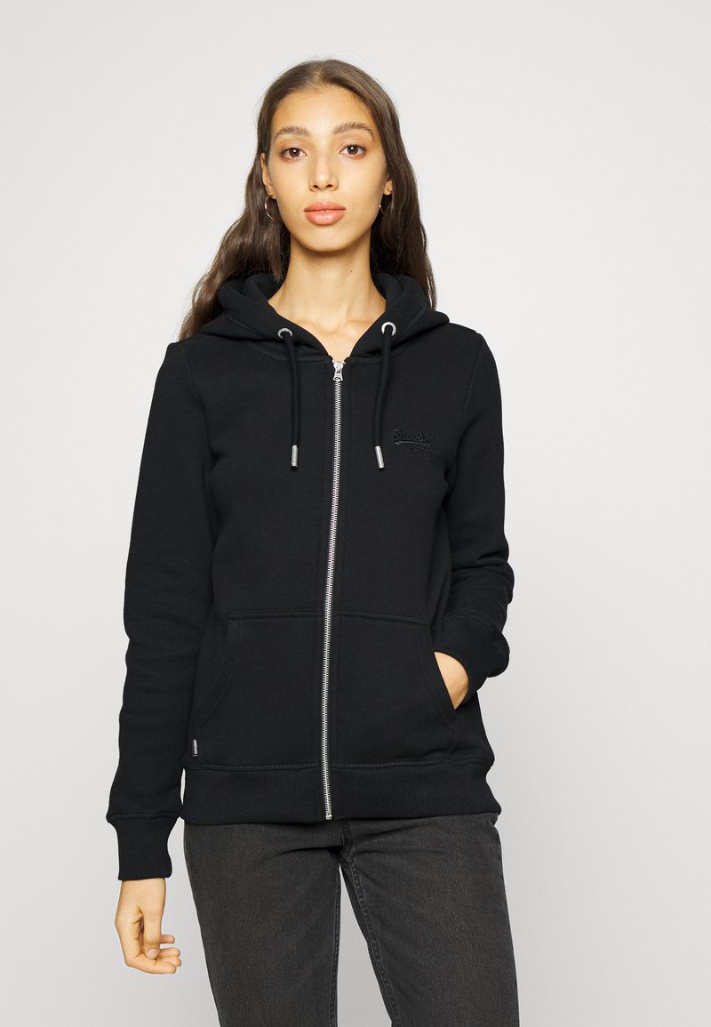 superdry black zip up hoodie