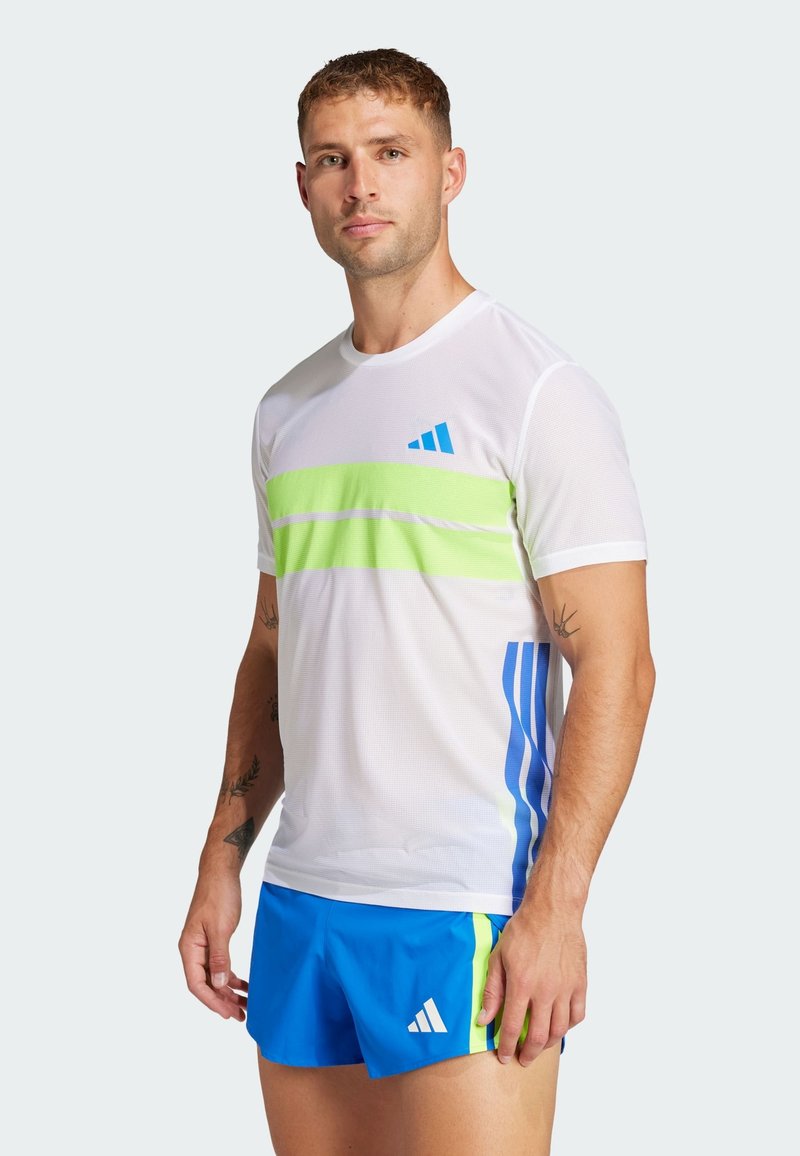 adidas Performance ADIZERO RETRO - Tekninen t-paita - white lucid lemon