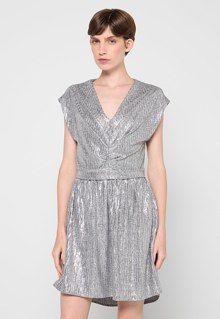 Iro Cocktailjurk zilverkleurig