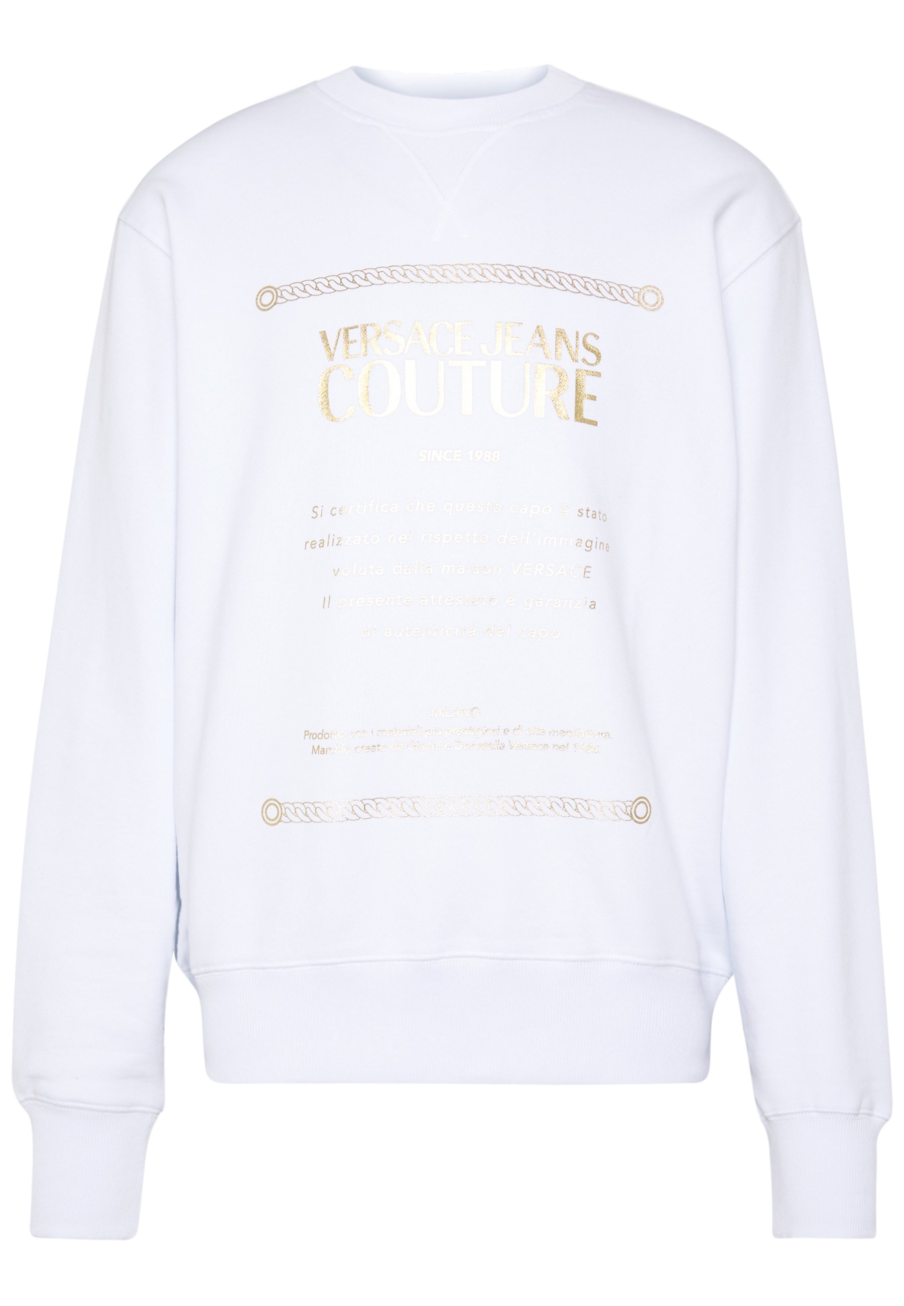 Versace Jeans Couture CREW LABEL LOGO Sweatshirt white Versace Jeans Couture CREW LABEL LOGO - Sweatshirt - black
