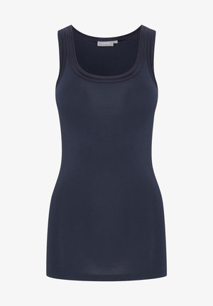 Marinblå linne i mjukt tyg med rundad halsringning, med en figurnära passform och slät textur, idealiskt för lager-på-lager styling.