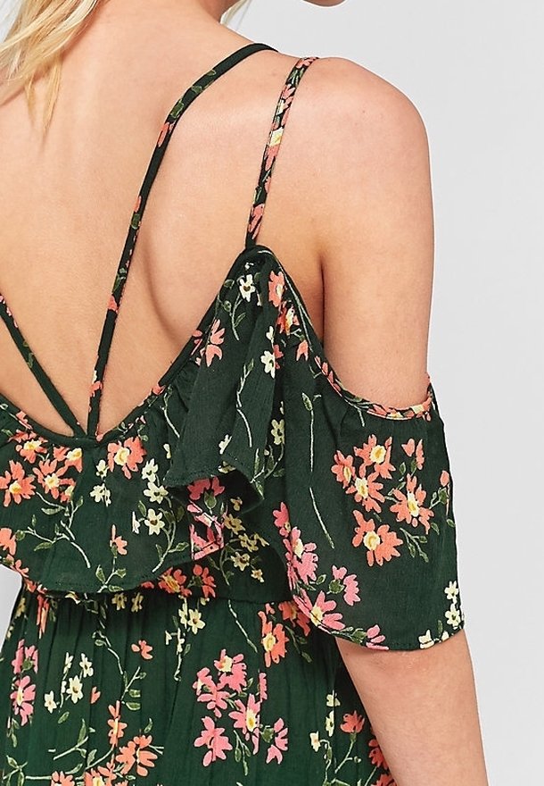 green floral dress urban outfitters UO Lottie Green Floral Tie-Back Midi Dress