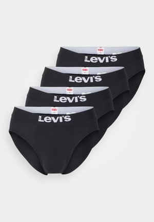 Črne bombažne hlačke v kompletu štirih z belim Levi's logotipom na pasu, z gladko teksturo in klasičnim dizajnom hlačk.
