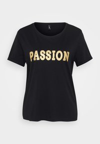 ONLOLIVE AMOUR GLITTER - Camiseta estampada - black/gold-coloured