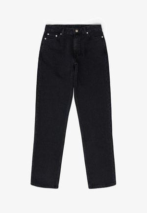 Svarta denimjeans med rak passform, med femficksdesign, silverdetaljer och subtila sömnadsdetaljer.