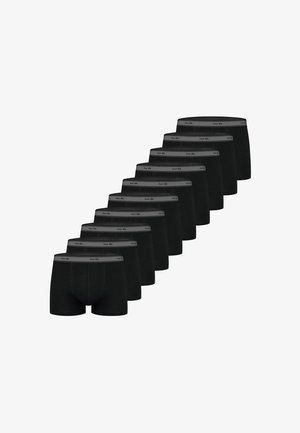 Sorte bomulds-boxershorts med en glat linning med teksten "nur die", der viser flere par stablet i en række.