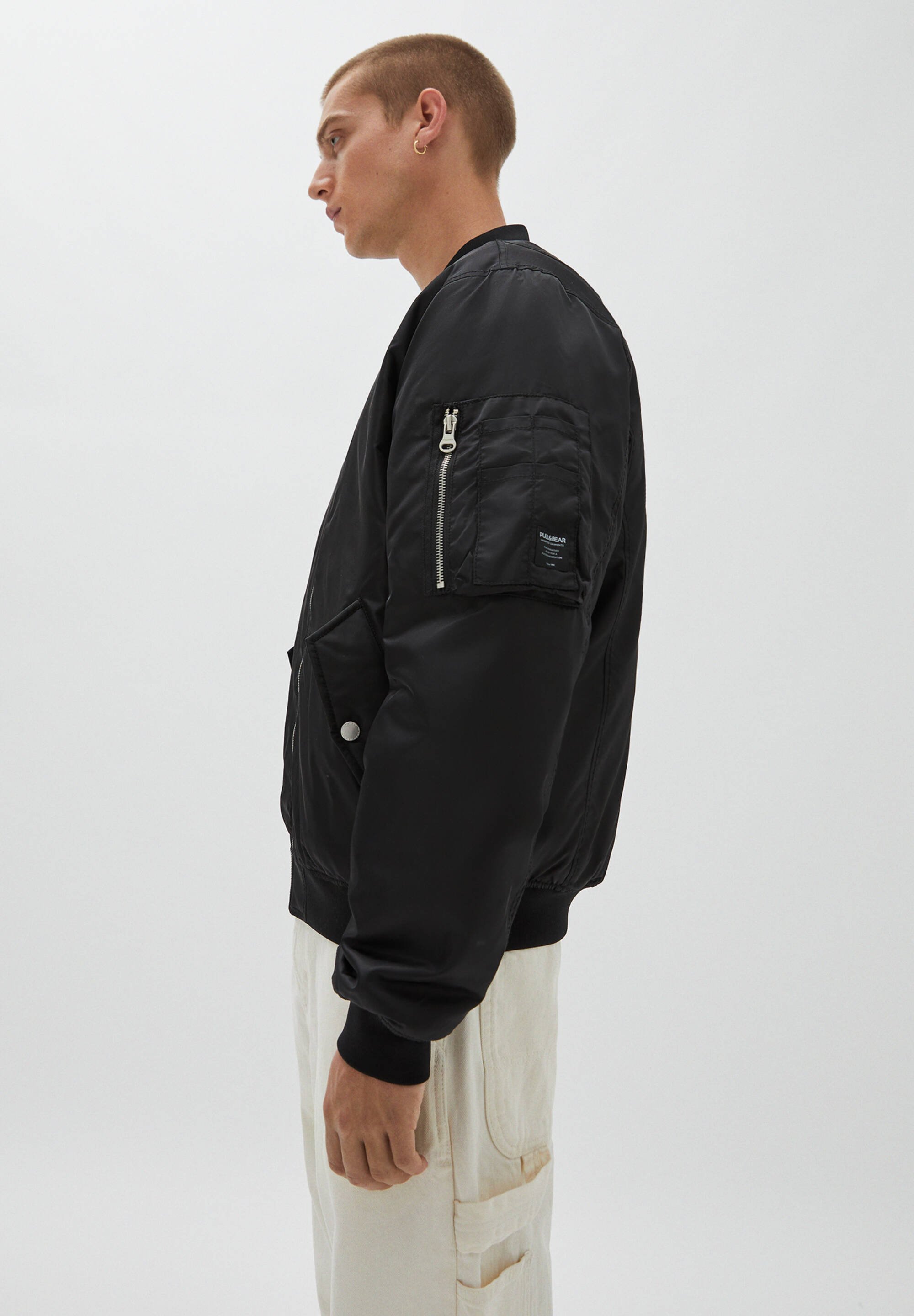pull&bear bomber jacket in black