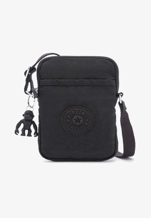 Borsa a tracolla Kipling nera, materiale nylon, forma rettangolare, patch logo frontale, portachiavi in forma di scimmia staccabile, tracolla regolabile.