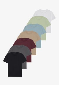 7 PACK - T-shirts basic - caviar/white/citadel/reseda/port royal/forged iron/desert taupe