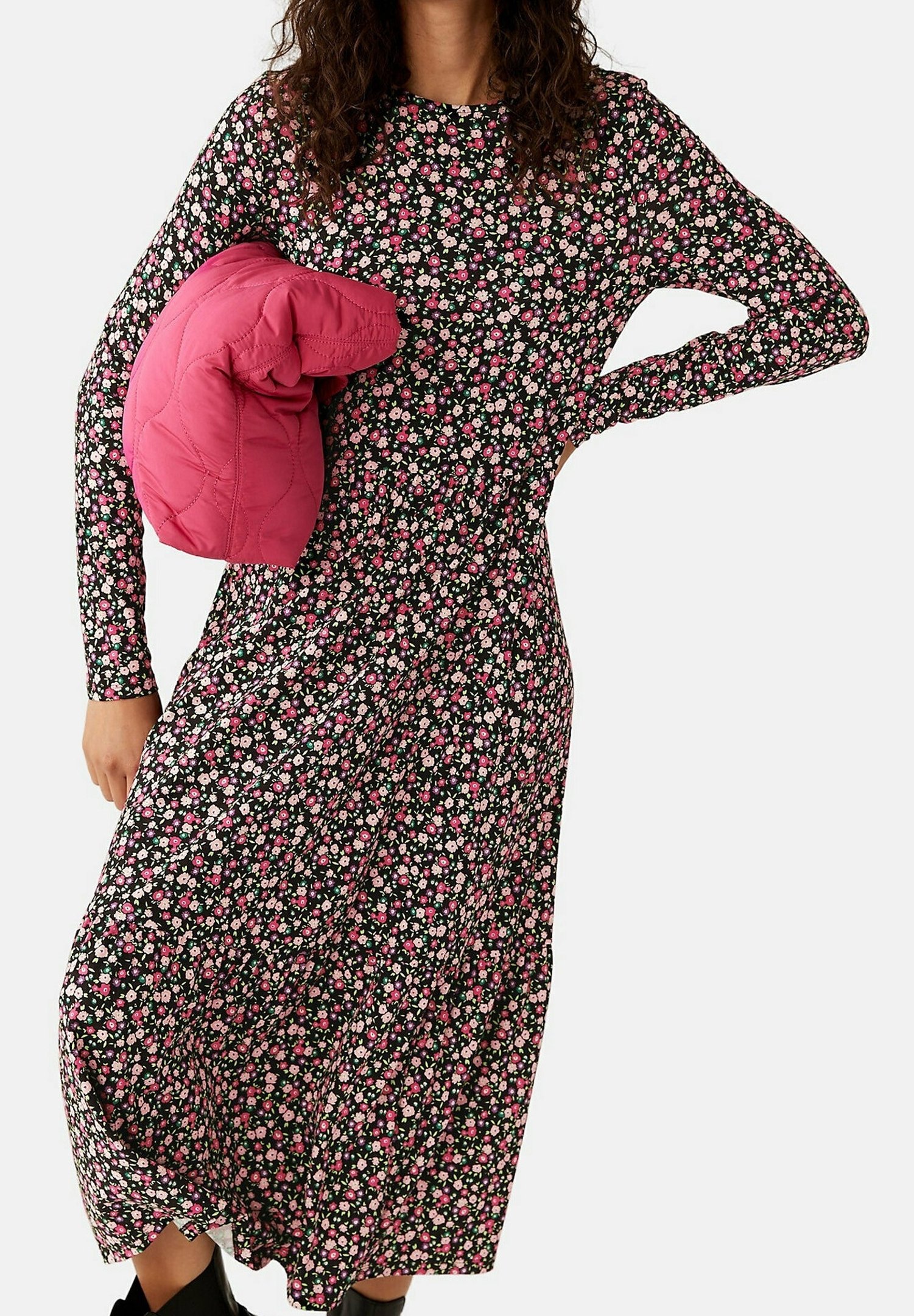 Jupe Femme Marks And Spencer Taille 8, Viscose Motif Fleurs Multicolore, Coupe A-line Avec Fente
