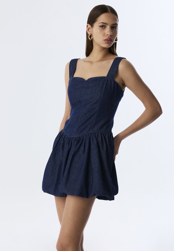 SQUARE NECK  - Jeanskleid - indigo