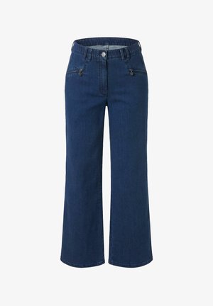 Ulla Popken, STRETCH-FIT ZIP POCKET MONY STYLE JEANS - Pernera ancha - dark blue denim
